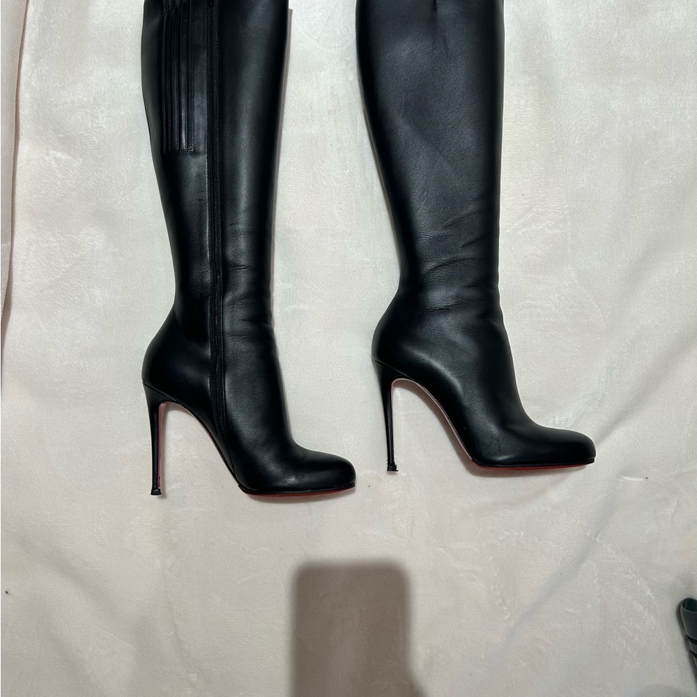 Christian Louboutin Fifi Botta 100 king Calf Black Leather Heeled Boots - Picture 11 of 16